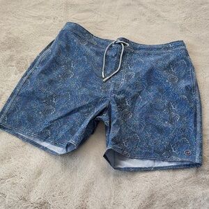johnnie-O Patterned Blue Swim Board Shorts